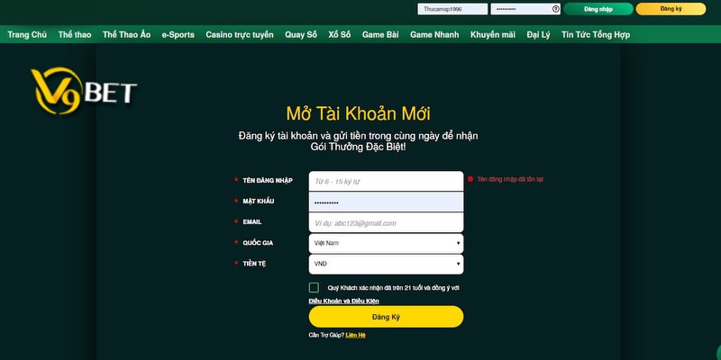 Và để đăng ký V9bet thì cũng thực sự đơn giản
